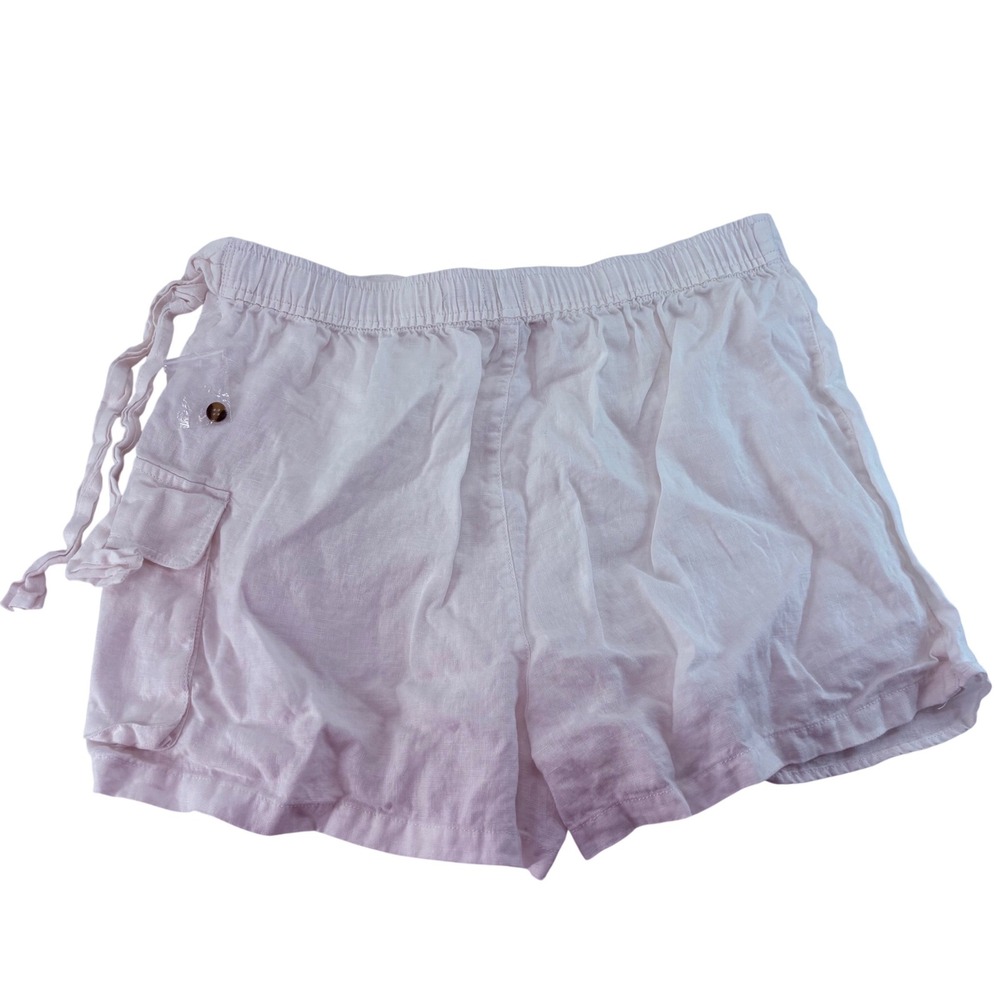 Joie White 100% Linen Wrap Skort Women Large Cargo Pocket Side Tie Casual Summer - Picture 6 of 7
